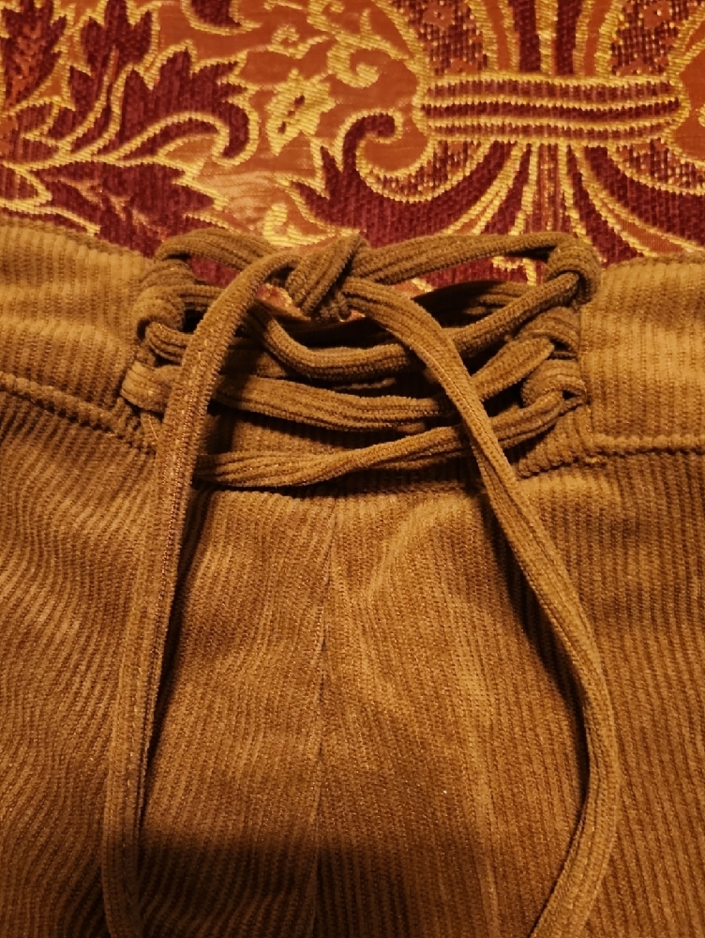 Windsor Brown/Cognac Hi-Rise Corduroy Flare Pants, Retro Look, Small - Picture 5 of 13
